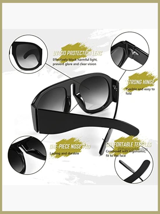 Retro Aviator Sunglasses Oversized Vintage Shield Shades main image 7